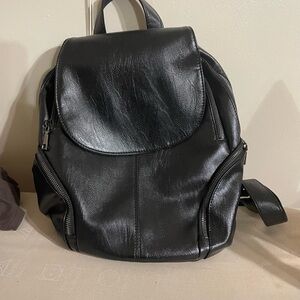 Black faux Leather Backpack